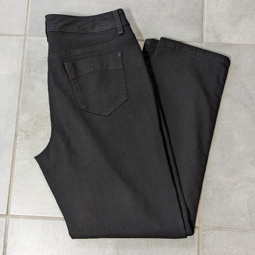 Bandolino Womens Amy Straight Leg Jeans 14 High Rise Black Denim Stretch